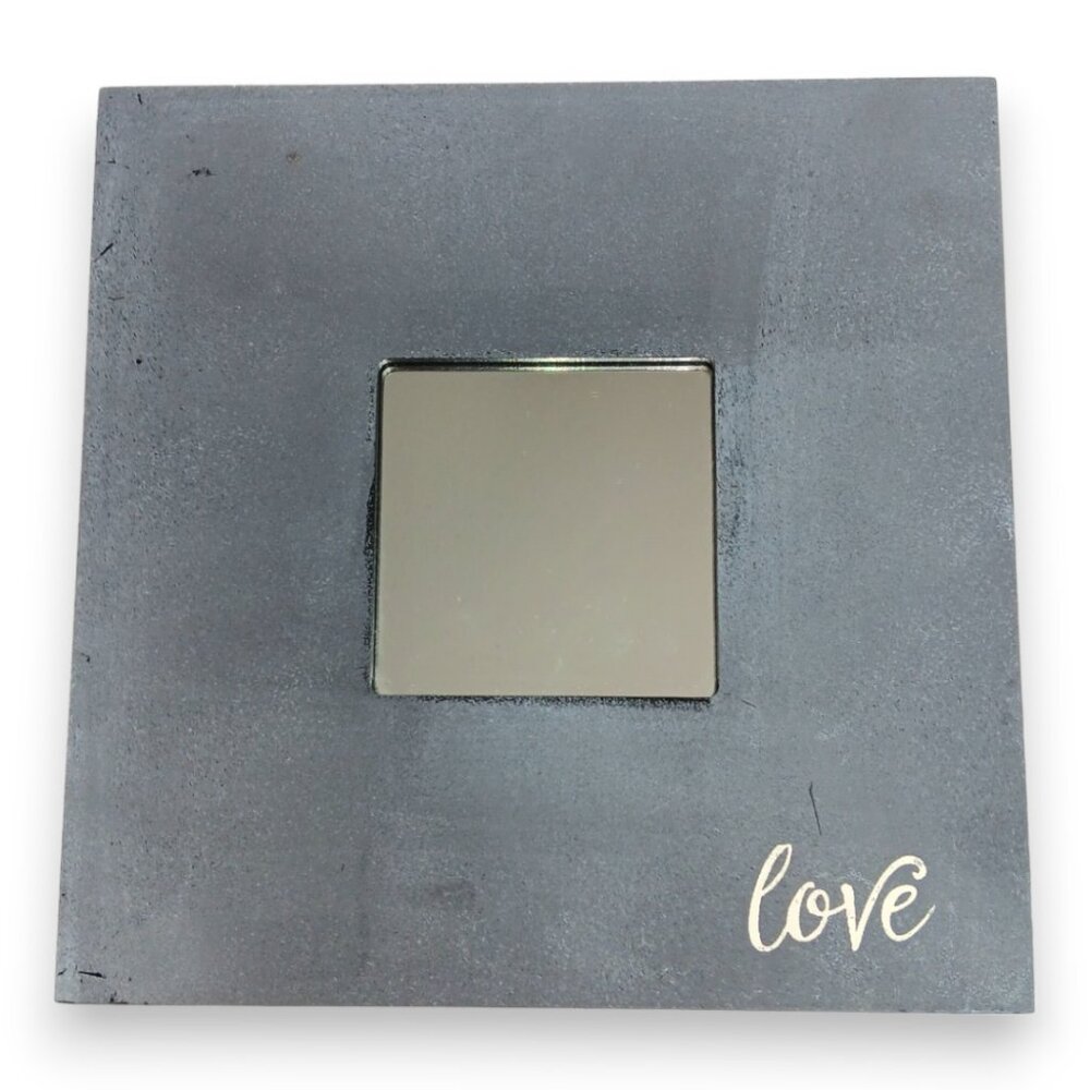 IKEA MALMA Framed Art Mirror- Square-LOVE- Gray-10x10